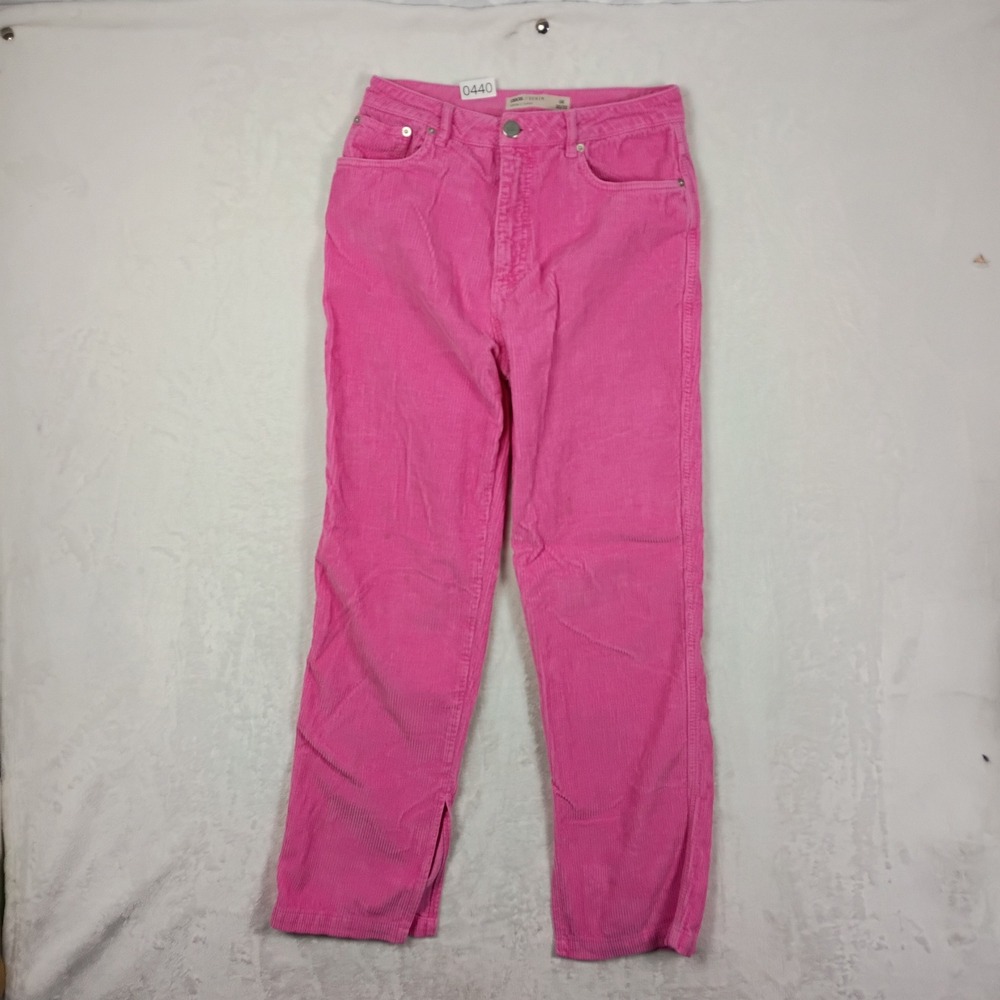 ASOS Corduroy Pants Womens 30/32‎ Pink Split Hem Straight Leg Y2K 90s Vintage